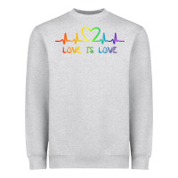 Heather Grey LGBT Love Rainbow Heartbeat Heavyweight Sweatshirt - PixelWave