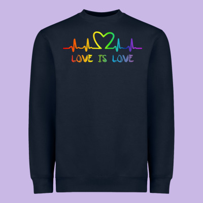 Lgbt Love Rainbow Heartbeat Heavyweight Sweatshirt Designed By Pixelwave