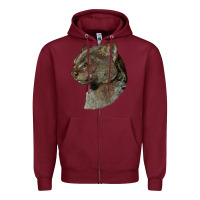 Burgundy Jaguarundi Head Zipper Hoodie - LillyAllenDesigns