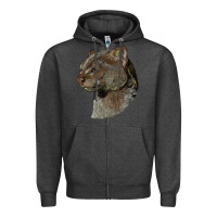 Charcoal Heather Jaguarundi Head Zipper Hoodie - LillyAllenDesigns