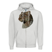 Dove Grey Jaguarundi Head Zipper Hoodie - LillyAllenDesigns