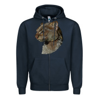 Navy Jaguarundi Head Zipper Hoodie - LillyAllenDesigns