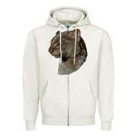 Oatmeal Heather Jaguarundi Head Zipper Hoodie - LillyAllenDesigns