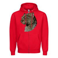 Red Jaguarundi Head Zipper Hoodie - LillyAllenDesigns