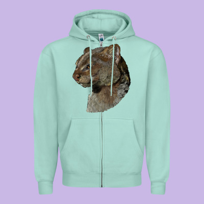 Jaguarundi Head Zipper Hoodie Designed By Lillyallendesigns