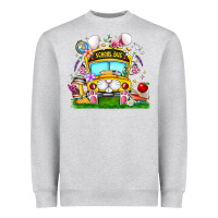 Heather Grey Easter School Bus Heavyweight Sweatshirt - CowhideDigitalArt