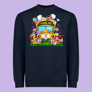 Easter School Bus Heavyweight Sweatshirt Designed By Cowhidedigitalart
