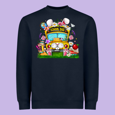 Easter School Bus Heavyweight Sweatshirt Designed By Cowhidedigitalart