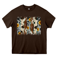 Chocolate Brown sunflower cowhide brush stroke Heavy Core Tee - Artiststas