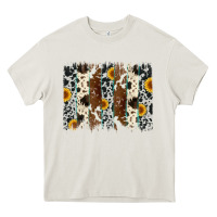 Cream sunflower cowhide brush stroke Heavy Core Tee - Artiststas