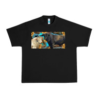 Black Charolais and black angus bull with sunflower and leopard Urban Heavy Tee - RanaPortraitStore