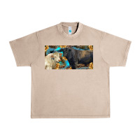 French Oak Charolais and black angus bull with sunflower and leopard Urban Heavy Tee - RanaPortraitStore