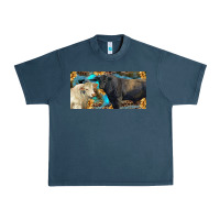 Midnight Navy Charolais and black angus bull with sunflower and leopard Urban Heavy Tee - RanaPortraitStore