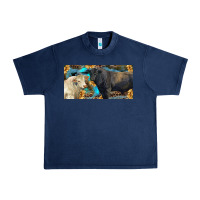 Navy Charolais and black angus bull with sunflower and leopard Urban Heavy Tee - RanaPortraitStore