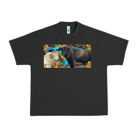 Pigment Black Charolais and black angus bull with sunflower and leopard Urban Heavy Tee - RanaPortraitStore