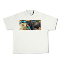 Pistachio Charolais and black angus bull with sunflower and leopard Urban Heavy Tee - RanaPortraitStore