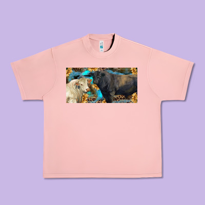 Charolais And Black Angus Bull With Sunflower And Leopard Urban Heavy Tee Designed By Ranaportraitstore