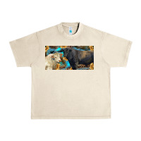 Sandshell Charolais and black angus bull with sunflower and leopard Urban Heavy Tee - RanaPortraitStore