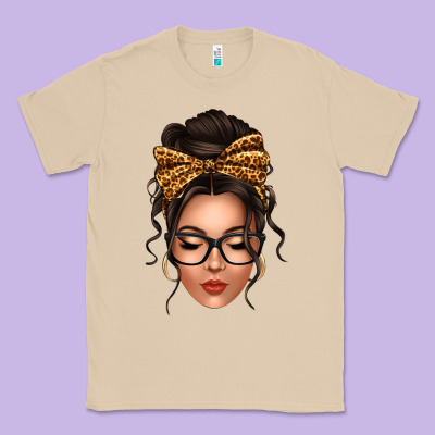 Caucasian Leopard Messy Bun Classic Tee Designed By Texasbilliewilder