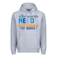Heather Grey The world needs all kinds of minds Premium Hoodie - CowhideDigitalArt