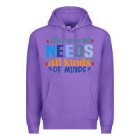 Purple The world needs all kinds of minds Premium Hoodie - CowhideDigitalArt
