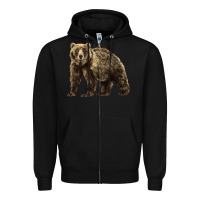 Black Brown Bear Zipper Hoodie - LillyAllenDesigns