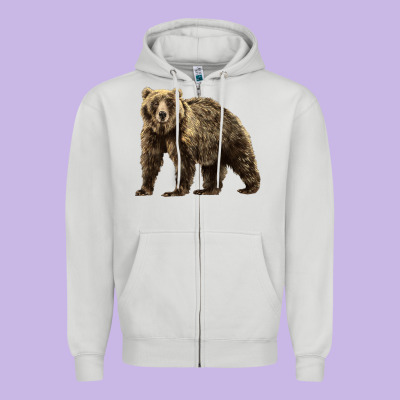 Brown Bear Zipper Hoodie Designed By Lillyallendesigns