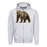 Heather Grey Brown Bear Zipper Hoodie - LillyAllenDesigns