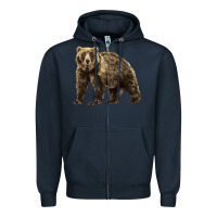 Navy Brown Bear Zipper Hoodie - LillyAllenDesigns
