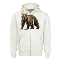 Oatmeal Heather Brown Bear Zipper Hoodie - LillyAllenDesigns