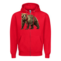 Red Brown Bear Zipper Hoodie - LillyAllenDesigns