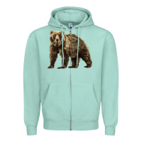Seafoam Brown Bear Zipper Hoodie - LillyAllenDesigns