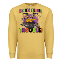 Antique Gold kids halloween hubble bubble here comes trouble Premium Sweatshirt - BarkalooDesign