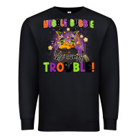 Black kids halloween hubble bubble here comes trouble Premium Sweatshirt - BarkalooDesign