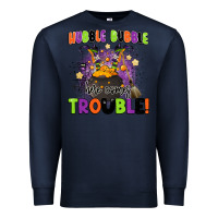 Navy kids halloween hubble bubble here comes trouble Premium Sweatshirt - BarkalooDesign