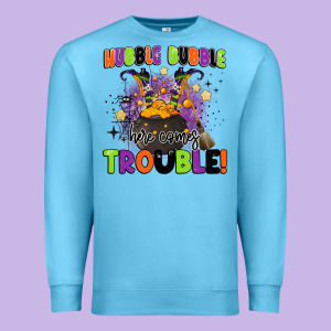 Kids Halloween Hubble Bubble Here Comes Trouble Premium Sweatshirt Designed By Barkaloodesign