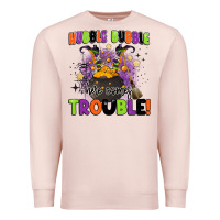 Pale Pink kids halloween hubble bubble here comes trouble Premium Sweatshirt - BarkalooDesign