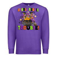 Purple kids halloween hubble bubble here comes trouble Premium Sweatshirt - BarkalooDesign