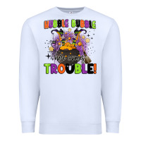 White kids halloween hubble bubble here comes trouble Premium Sweatshirt - BarkalooDesign