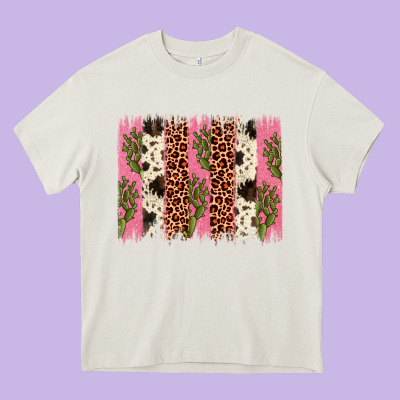 Cactus Leopard Cowhide Brush Stroke Heavy Core Tee Designed By Artiststas