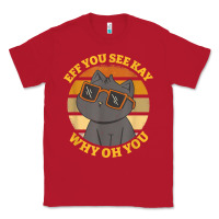 Red funny retro sunset eff you see kay why oh you cat lovers t shirt Classic Tee - ArtChic