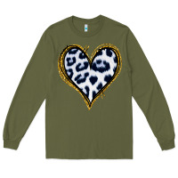 Army Green Dalmatians Heart Gold Glitter Long Sleeve Tee - Jasminsmagicworld
