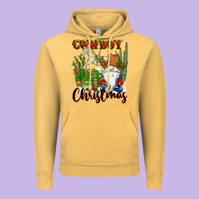Cowboy Christmas Gnome Vintage Hoodie Designed By Cowgirlartshop