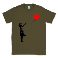 Army Green banksy girl with balloon Classic Tee - ArtChic