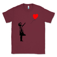 Burgundy banksy girl with balloon Classic Tee - ArtChic
