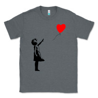 Charcoal Heather banksy girl with balloon Classic Tee - ArtChic