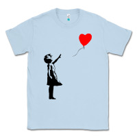 Dusty Blue banksy girl with balloon Classic Tee - ArtChic
