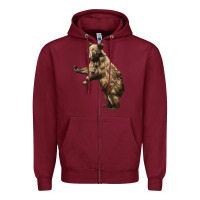 Burgundy Brown Bear Cub Zipper Hoodie - LillyAllenDesigns