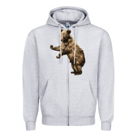 Heather Grey Brown Bear Cub Zipper Hoodie - LillyAllenDesigns