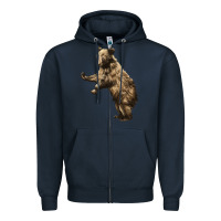Navy Brown Bear Cub Zipper Hoodie - LillyAllenDesigns